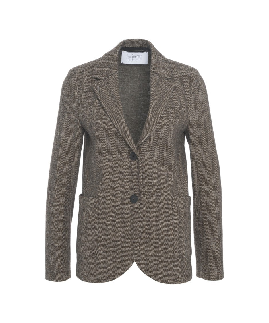 Harris Wharf London Single-Breasted Houndstooth Blazer With Notched Lapels And Patch Pockets