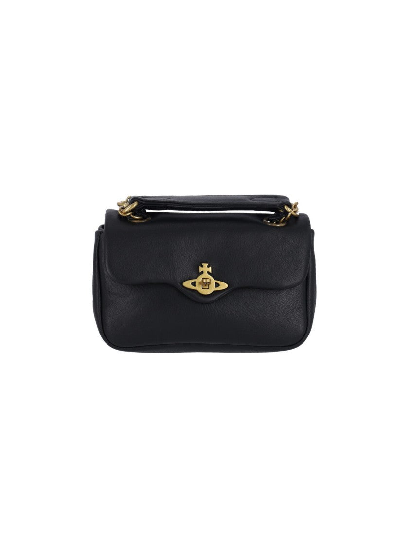 Vivienne Westwood Structured Leather Shoulder Bag With Gold-Tone Accents