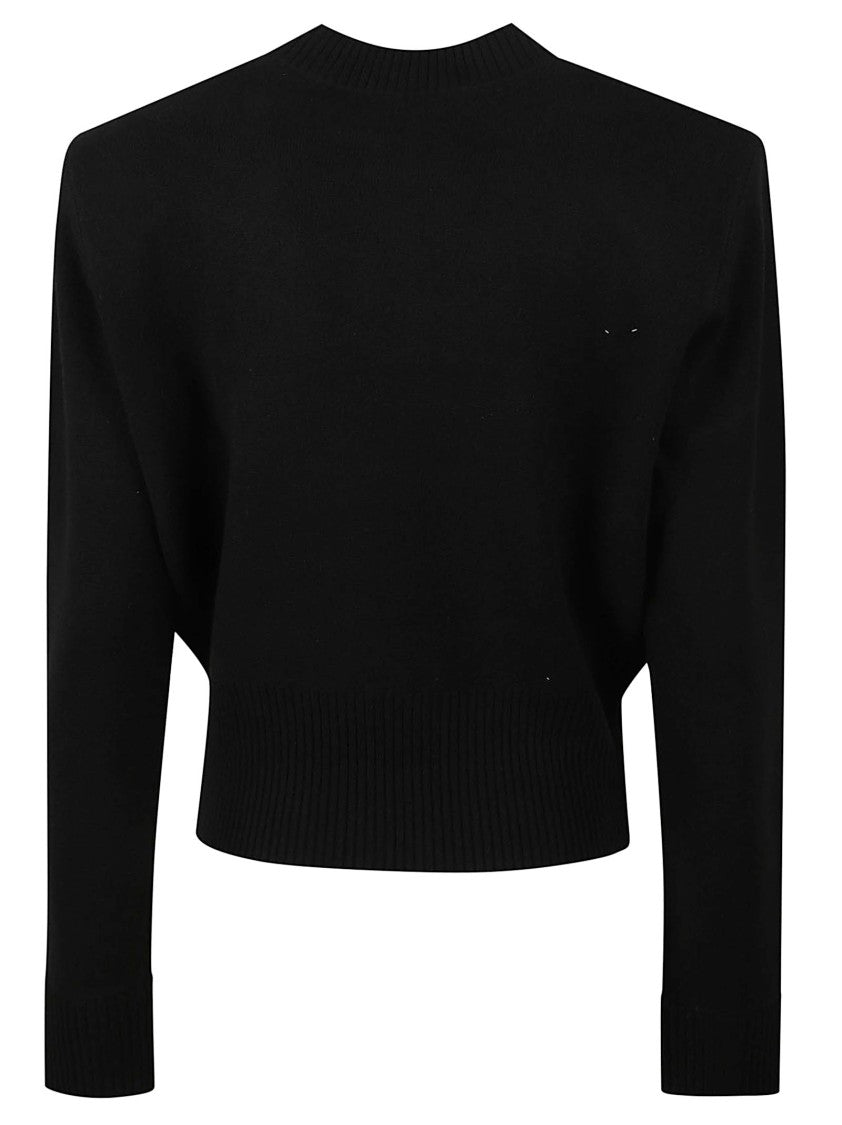 Iro Black Cropped Sweater With Ribbed Detailing