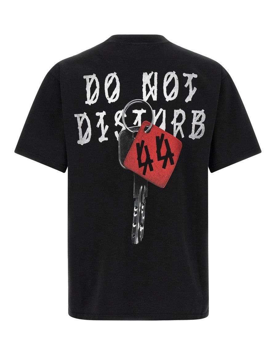 44 Label Group Black Hotel Graphic Cotton Jersey T-Shirt