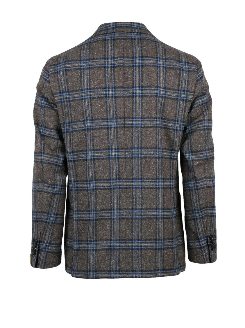 L.B.M. 1911 Brown Blue Wool Silk Jacket
