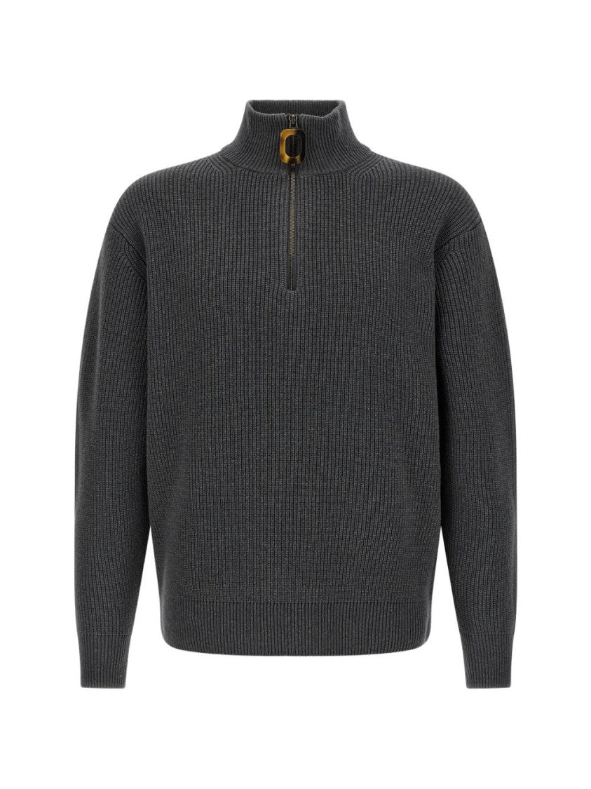 J. W. Anderson Grey Chunky Knit High Collar Sweater
