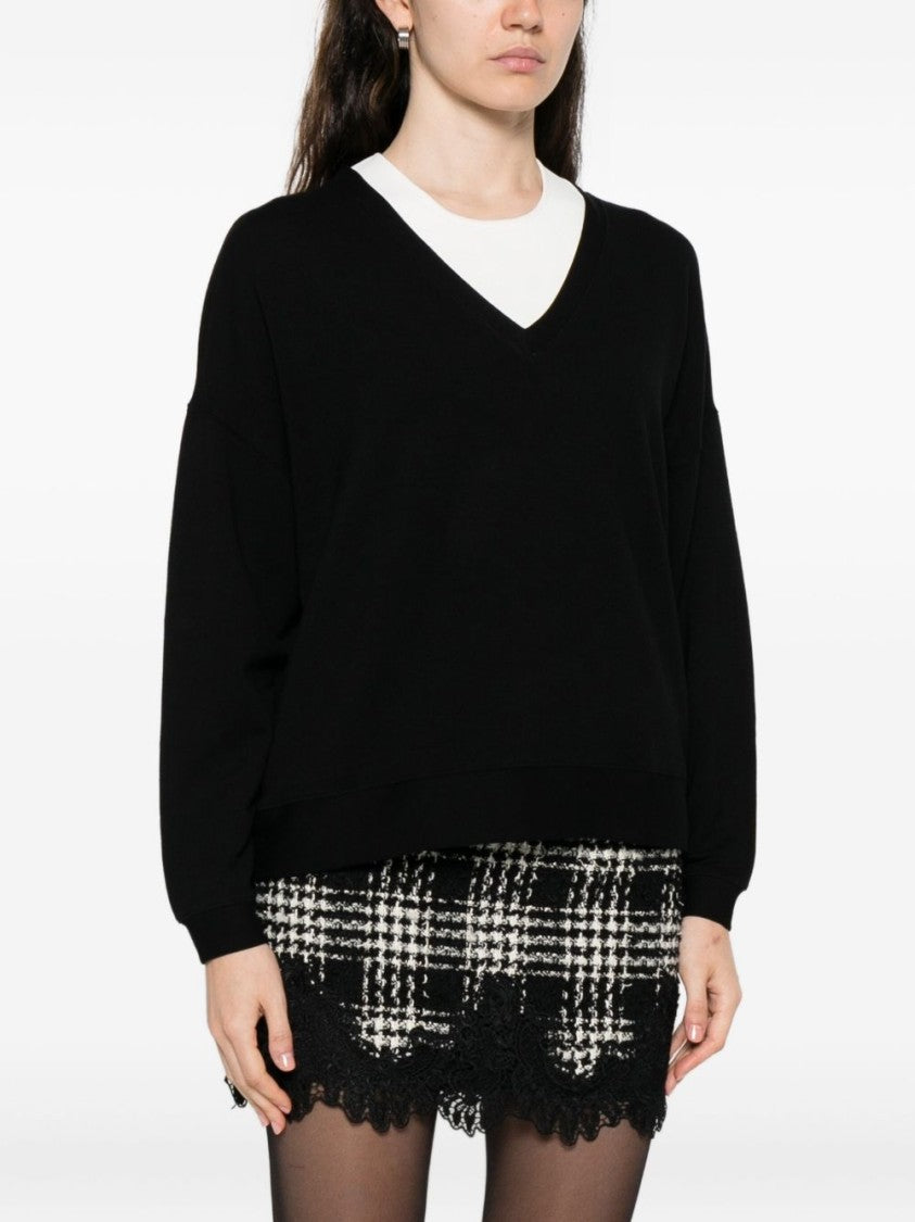 Majestic Filatures Versatile Black V-Neck Sweatshirt