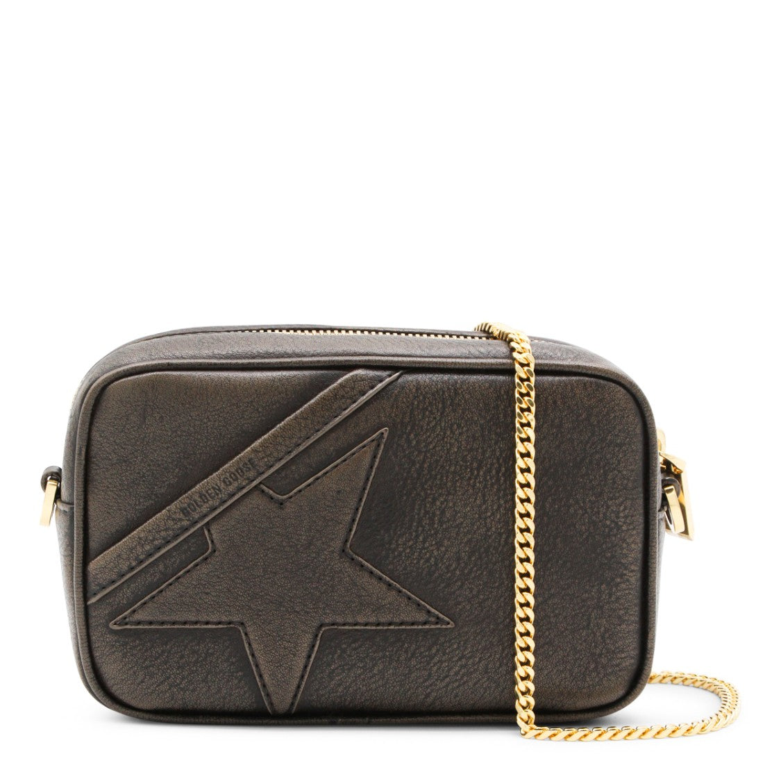 Golden Goose Textured Dark Brown Leather Crossbody Bag