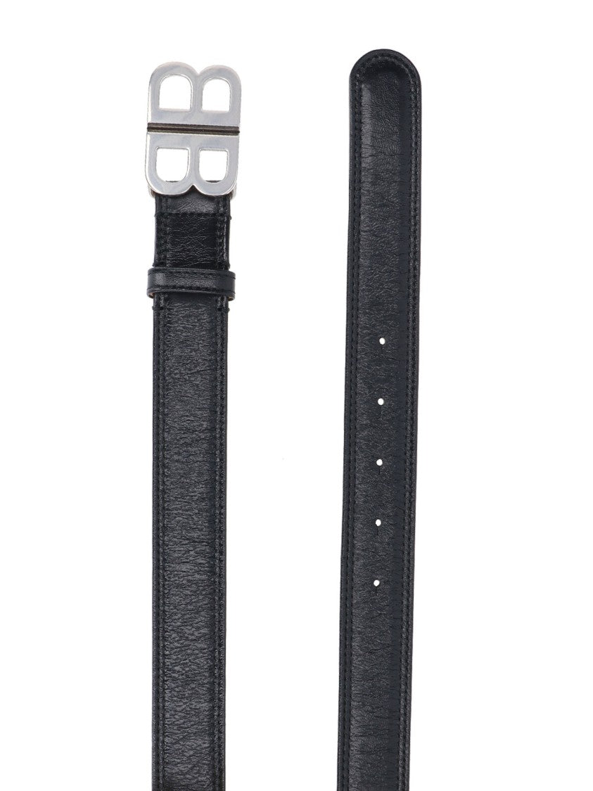 Balenciaga Logo Belt – Black/Silver