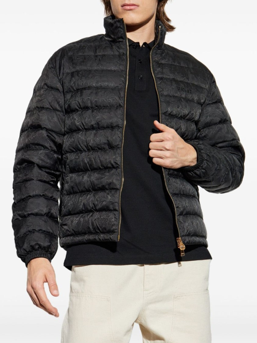 Versace Quilted High Collar Jacket With Gold-Tone Hardware