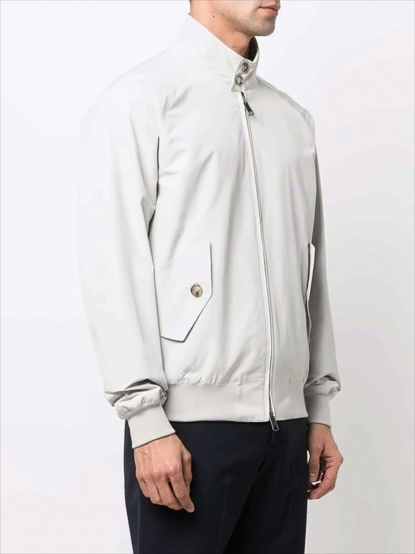 Baracuta Lightweight White Baracuta Jacket With Classic Design And Tartan Lining