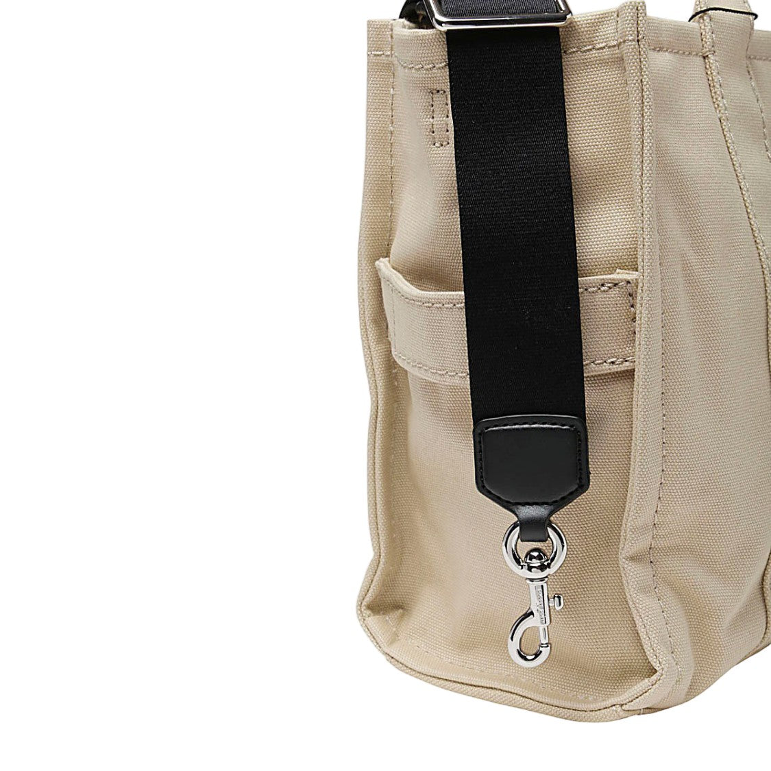 Marc Jacobs Structured Beige Canvas Tote With Silver Hardware