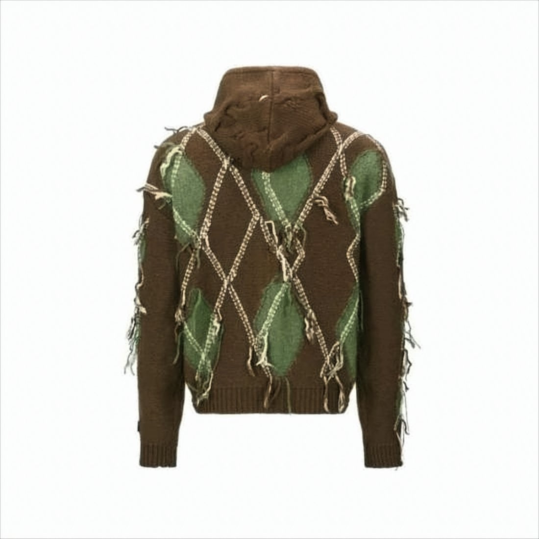 Andersson Bell Textured Brown Zip-Up Hoodie With Cable Knit