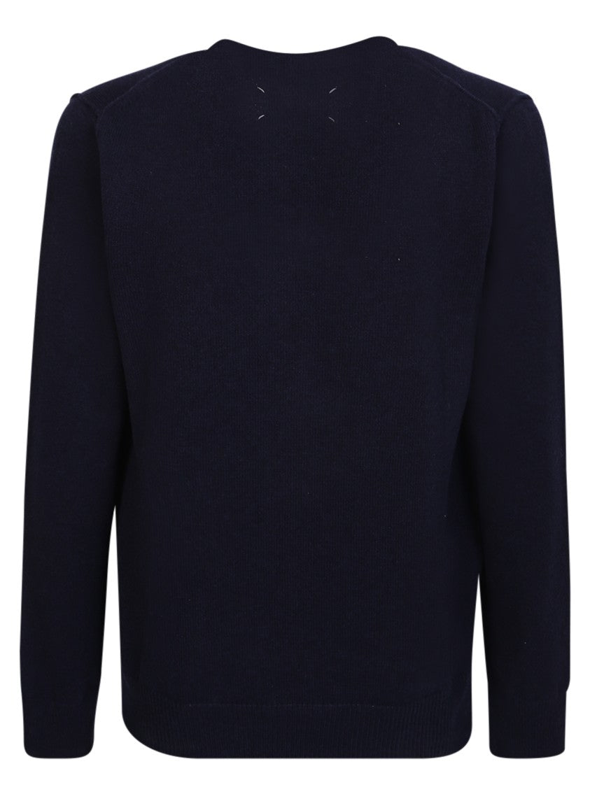 Maison Margiela Blue Cashmere V-Neck Cardigan