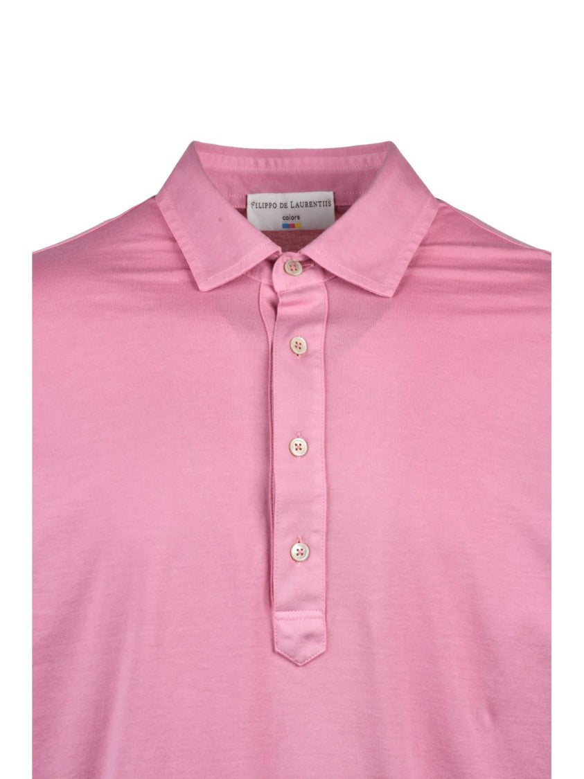 Filippo De Laurentiis Pink Long-Sleeve Cotton Polo Shirt