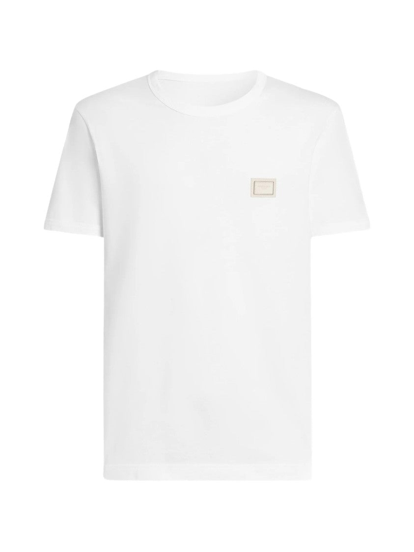 Dolce & Gabbana White Relaxed Cotton Patch Chest T-Shirt