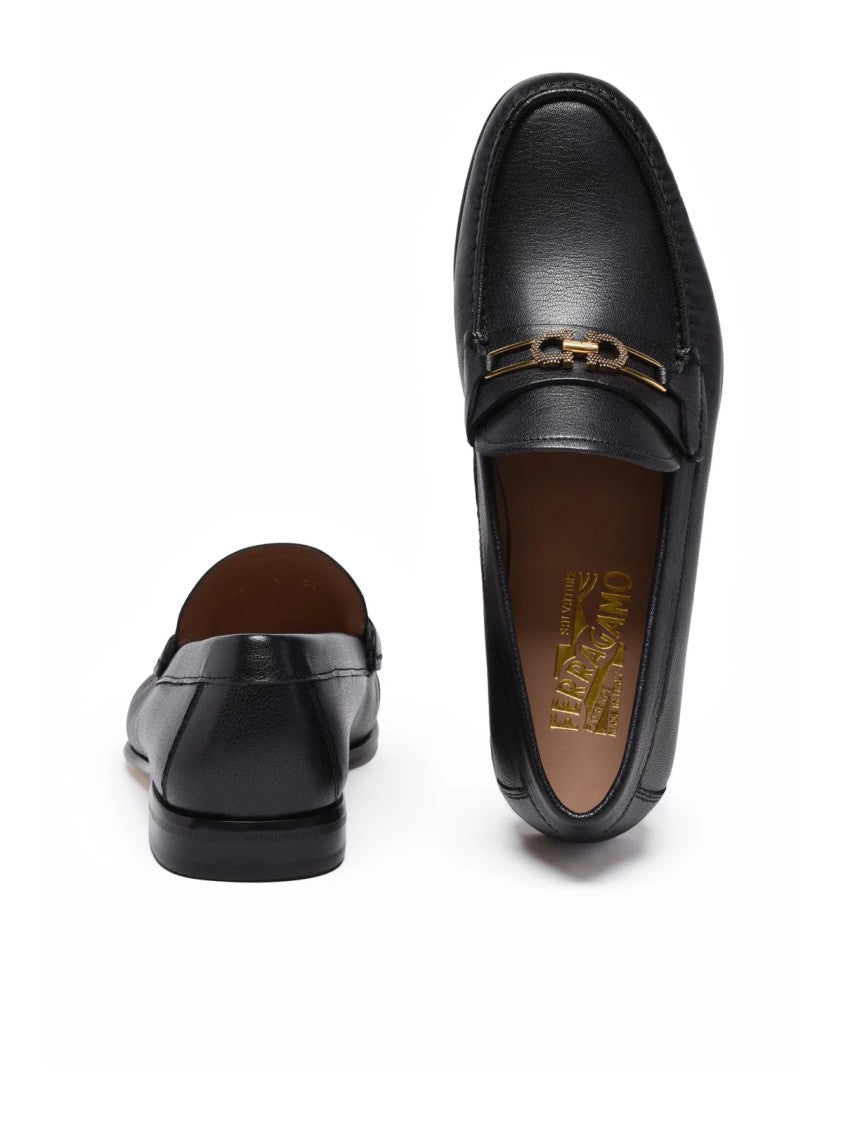 Salvatore Ferragamo Mathias Leather Loafer - Black/Gold