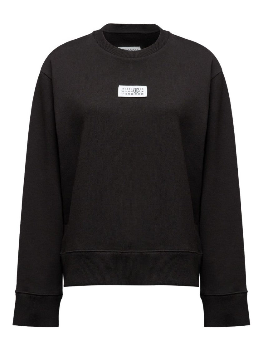 Mm6 By Maison Margiela Relaxed-Fit Black Sweatshirt With Ribbed Hem