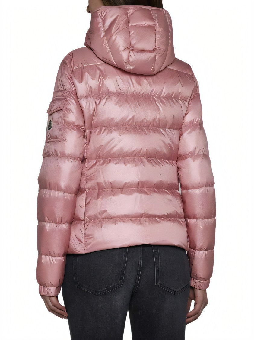 Moncler Shiny Quilted Hooded Puffer Jacket