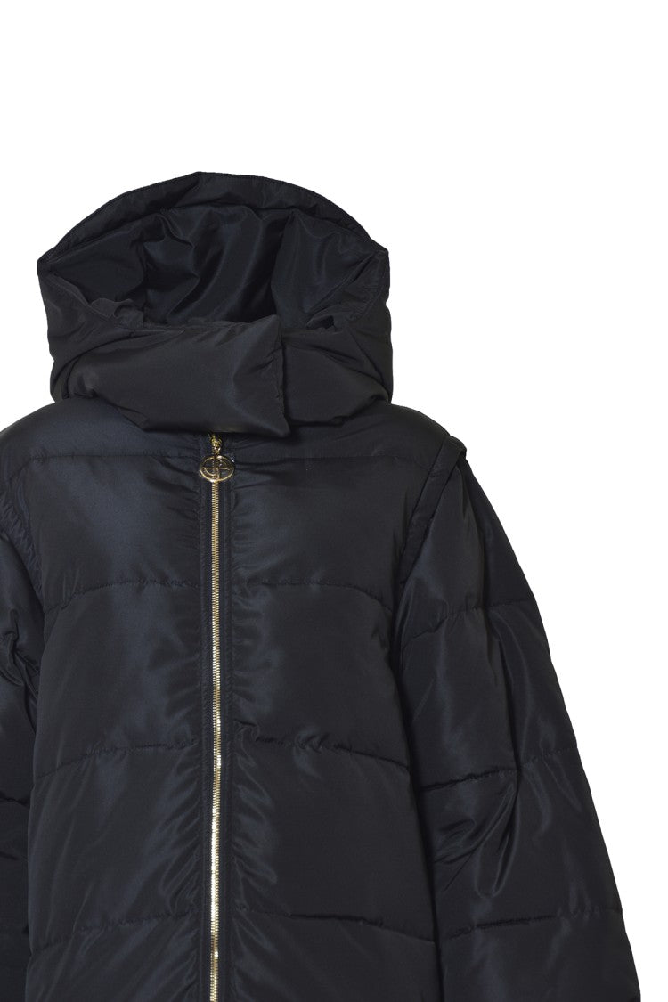 Patou Long Nylon Hooded Down Jacket - Black