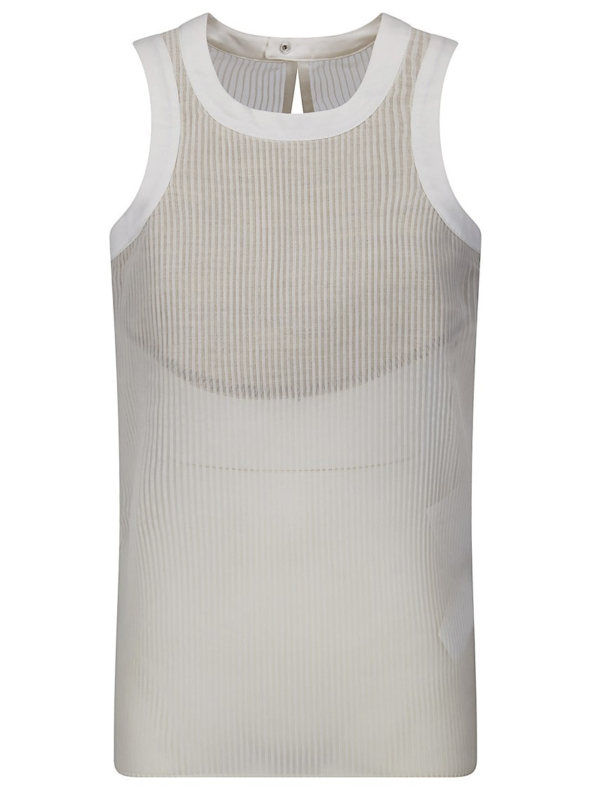 Sacai Lightweight Chiffon Tank With Semi-Sheer Texture And Relaxed Fit