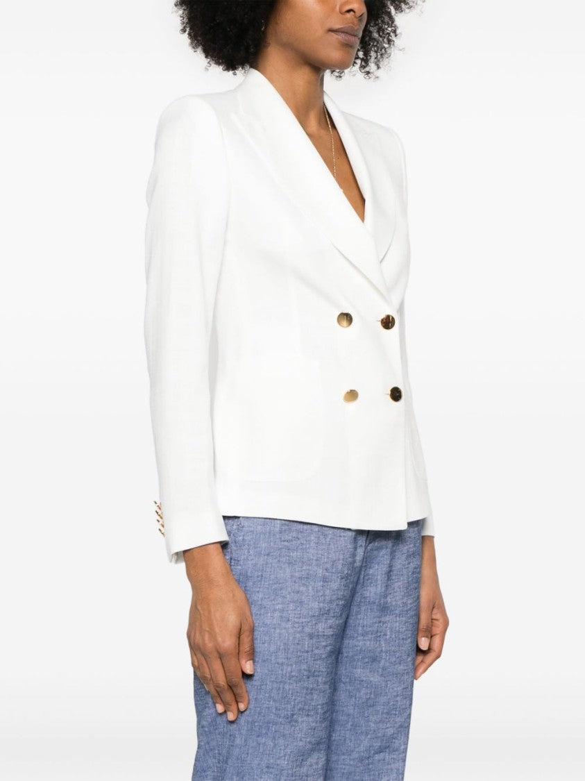 Tagliatore Double-Breasted White Jacket With American Rear Vent