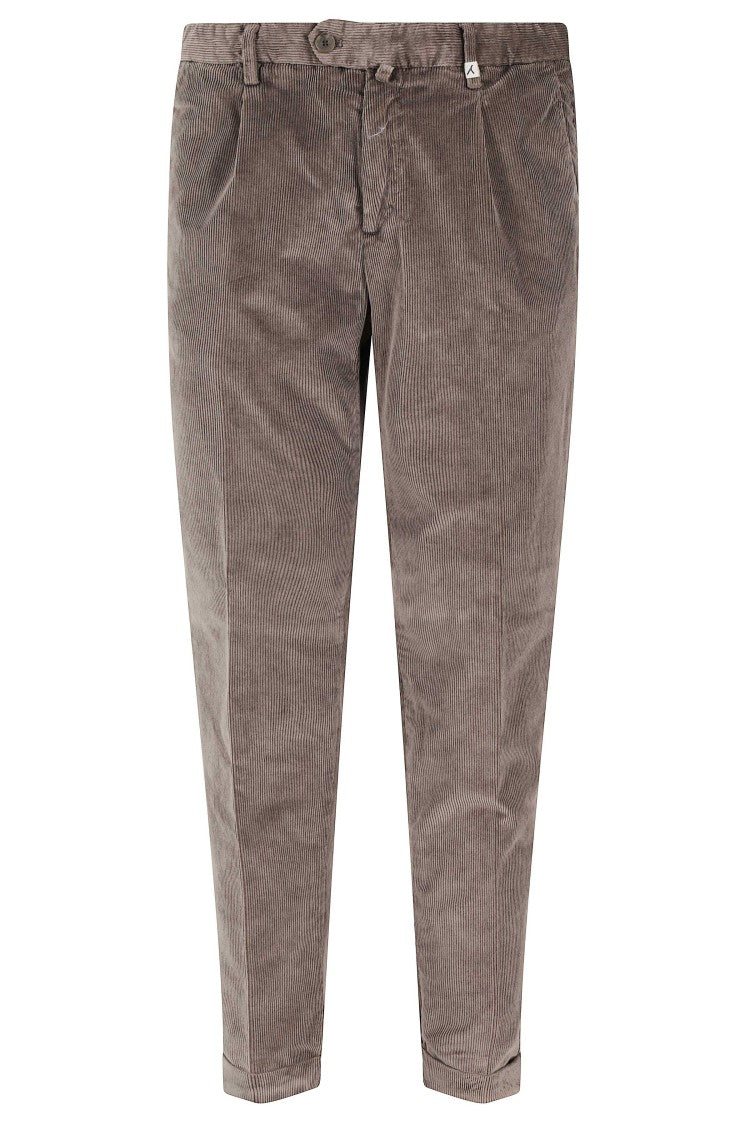 Myths Chino Brown Corduroy Trousers With Pleats