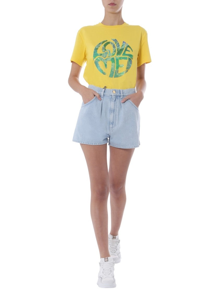 Alberta Ferretti Sequin 'Love Me' Crew Neck T-Shirt