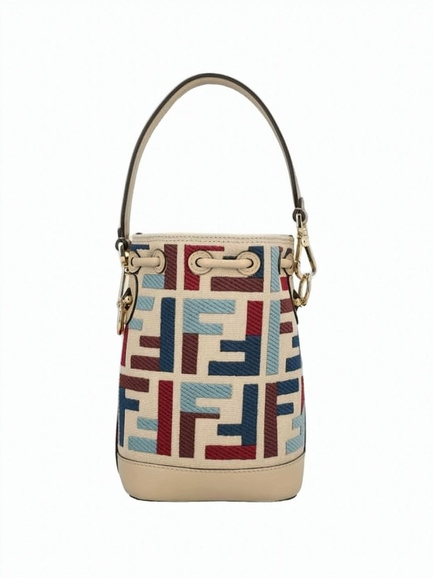 Fendi Mini Bucket Bag With Multicolor Geometric Pattern