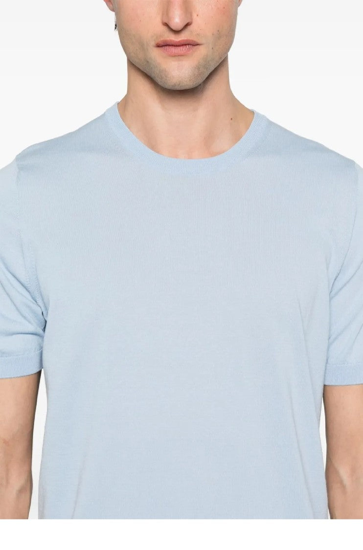 Tagliatore Light Blue Cotton T-Shirt With Classic Fit