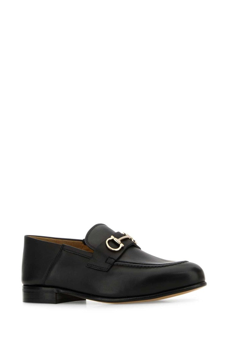 Salvatore Ferragamo Black Leather Ottone Loafers
