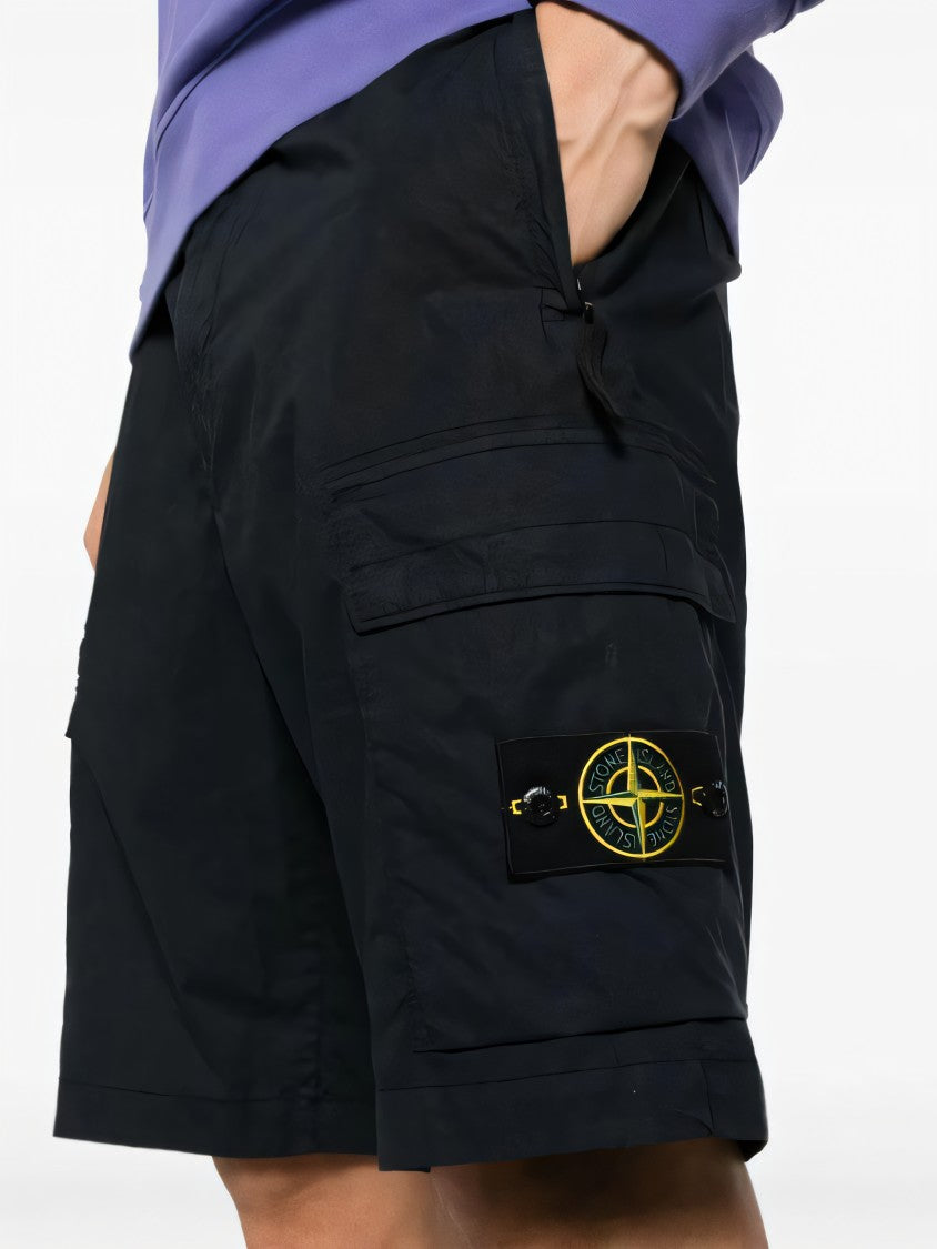Stone Island Classic Black Cargo Shorts With Flap Pockets