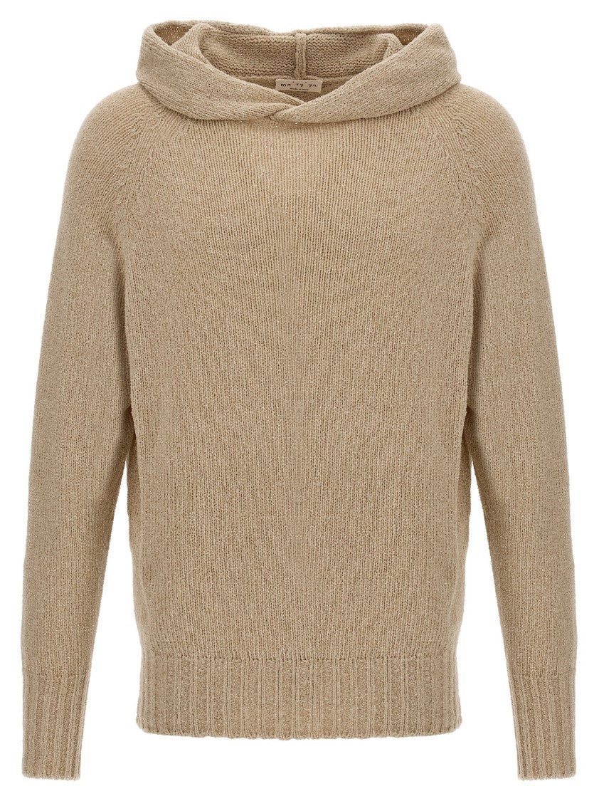Ma'ry'ya Cashmere Blend Wool Hooded Sweater With Side Splits And Cuffed Sleeves