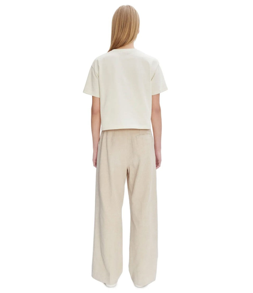 A.P.C. High-Rise Ecru Wide-Leg Pants With Permanent Creases