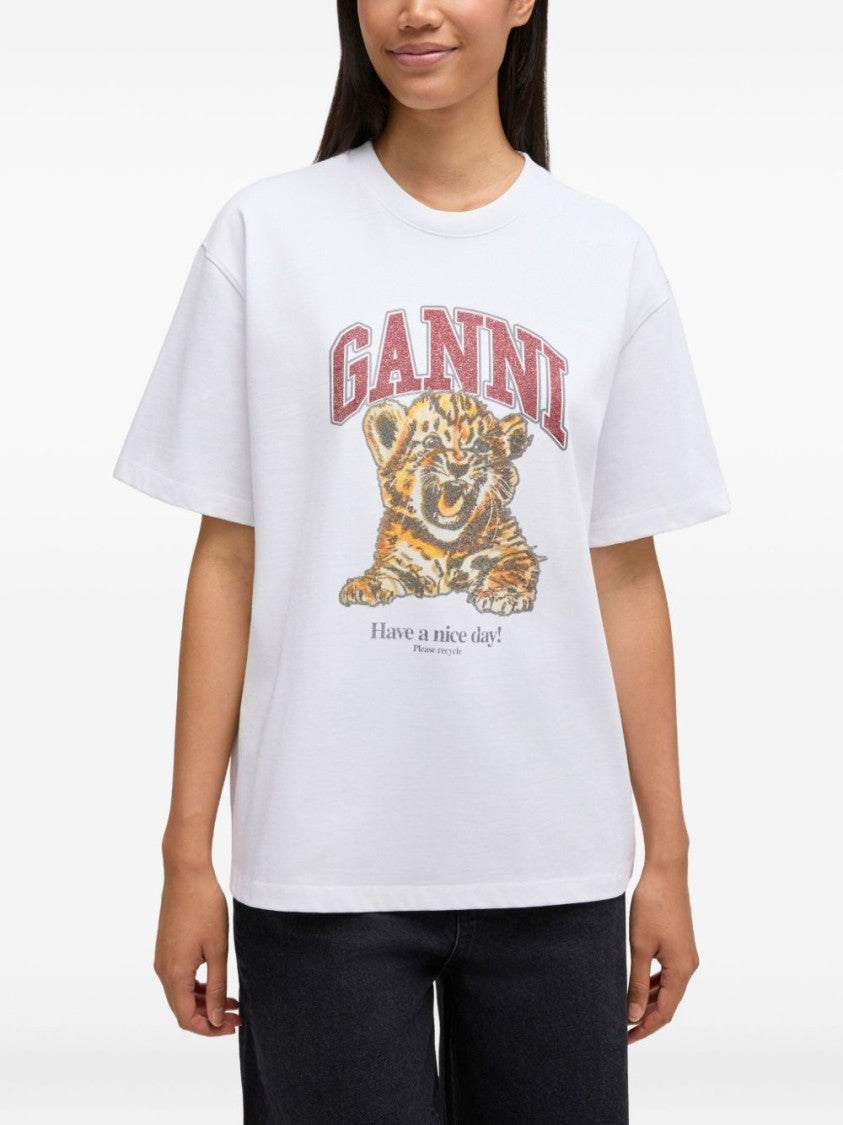 Ganni Relaxed Fit White T-Shirt
