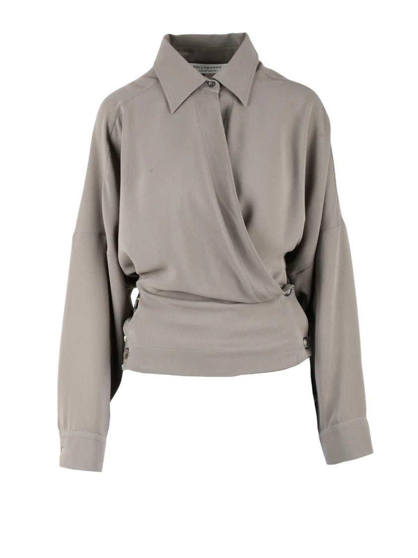 Philosophy Di Lorenzo Serafini Khaki Triacetate Polyester Women Blouse