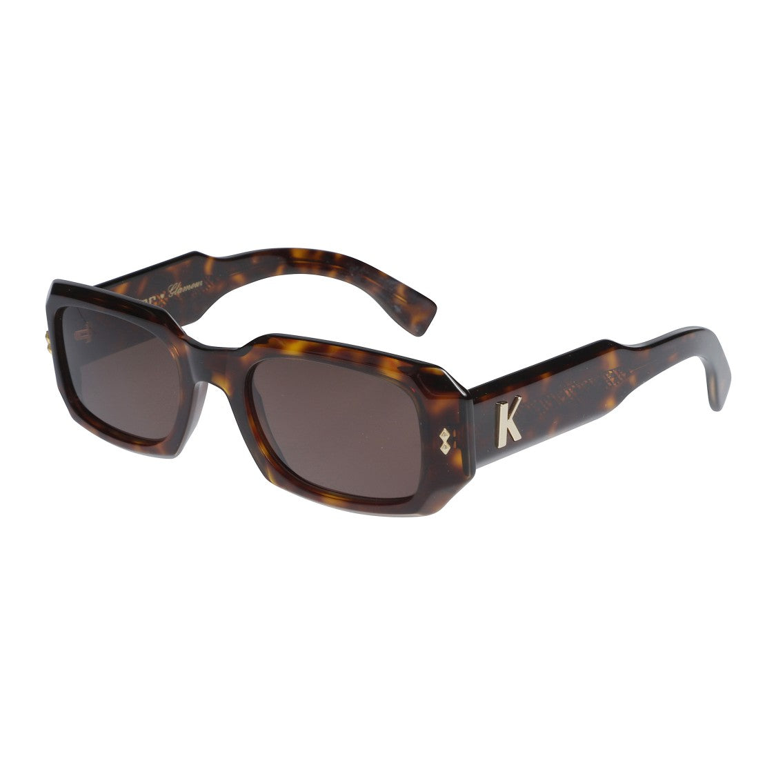 Kador Klarissa Glamour Bold Tortoiseshell Rectangular Sunglasses With Metallic Logo