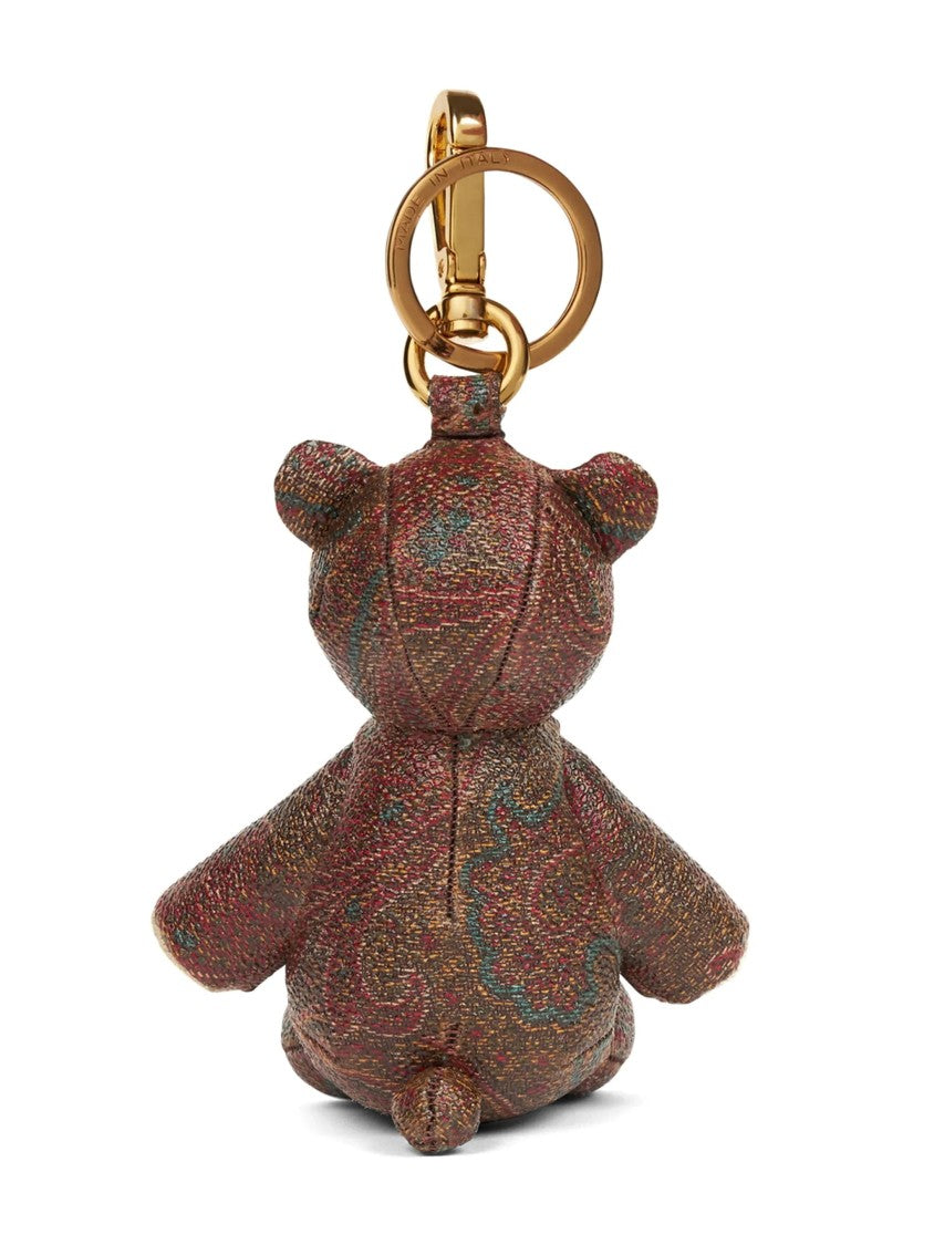 Etro Teddy Bear Charm With Multicolored Paisley Pattern