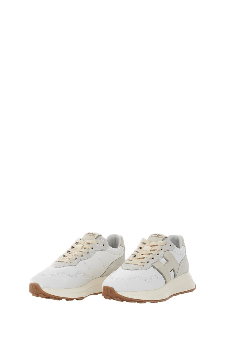 Hogan White Leather And Fabric Sneakers