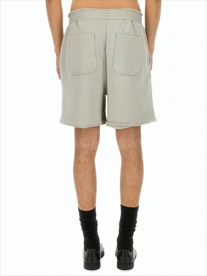 Helmut Lang Relaxed-Fit Gray Cotton Shorts With Raw-Edge Hem
