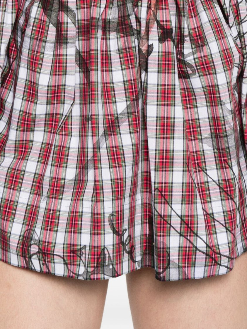 Vivienne Westwood Draped Red Plaid Mini Dress