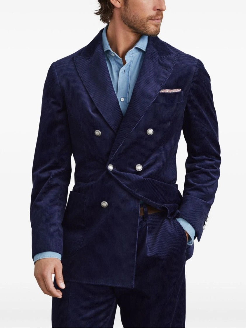 Brunello Cucinelli Textured Corduroy Double-Breasted Jacket