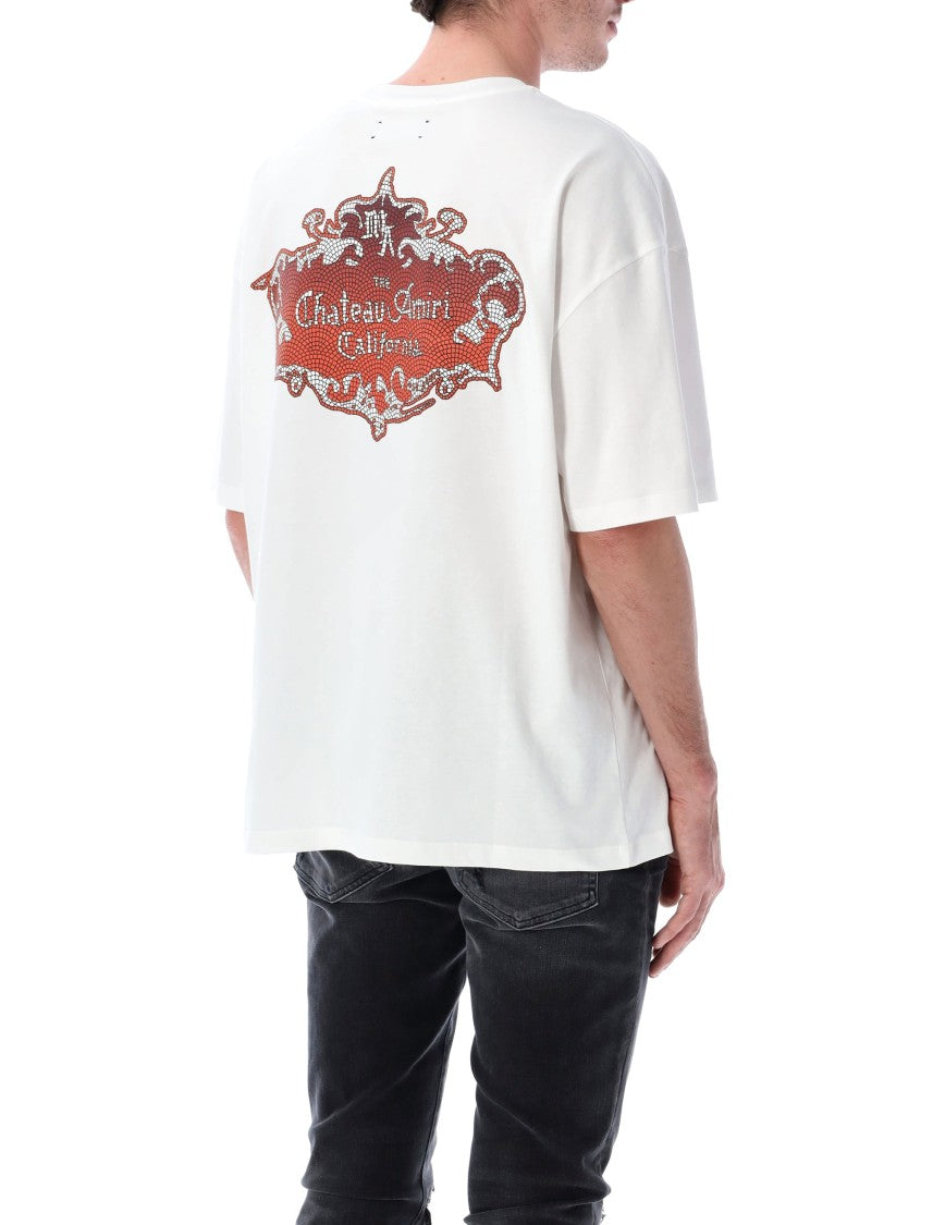 Amiri Chateau Crest Oversized Cotton Tee With Vintage-Inspired Logos