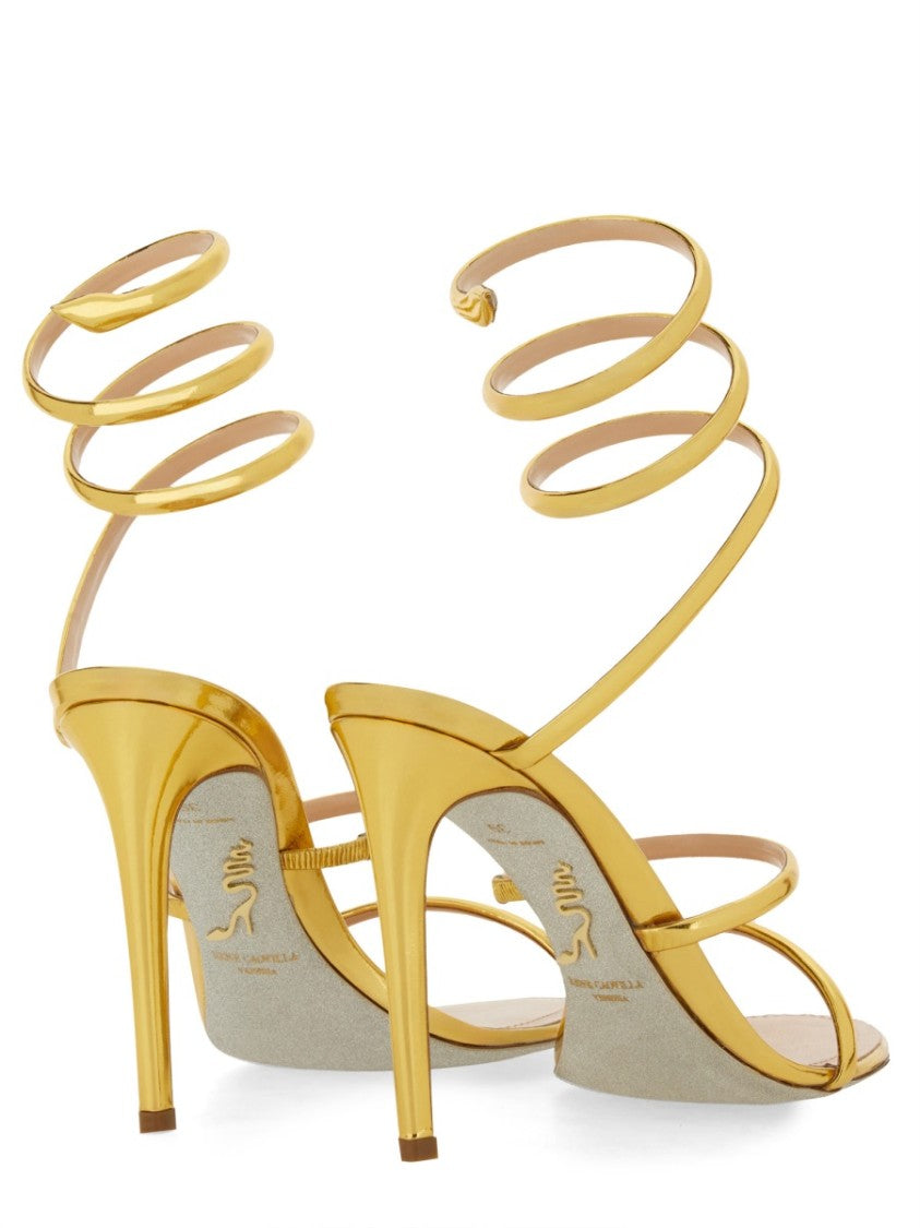 René Caovilla Neutrals Cleo Spiral Ankle Strap Sandals