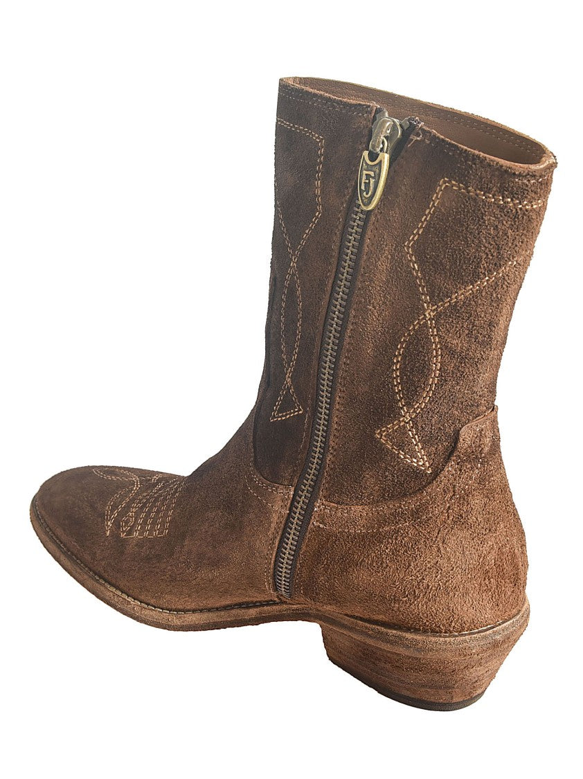 Fauzian Jeunesse Classic Western Ankle Boots With Intricate Stitching