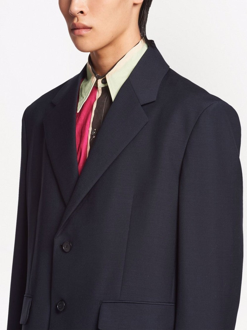 Prada Blue Oversized Mohair/Wool Blazer