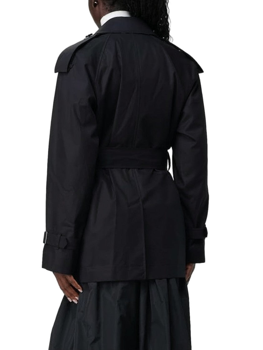 Burberry Double-Breasted Black Trench Coat With Belted Waist