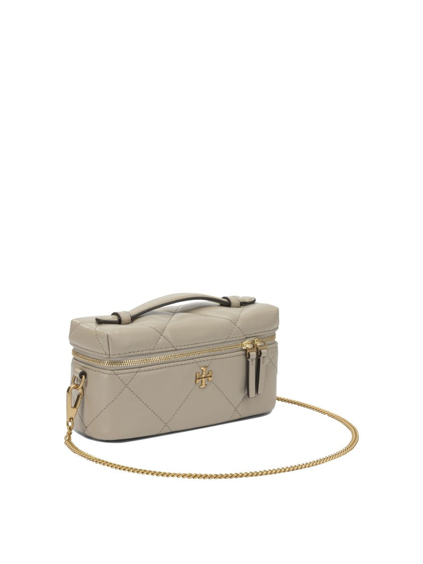 Tory Burch Compact Quilted Handbag With Gold-Tone Zipper