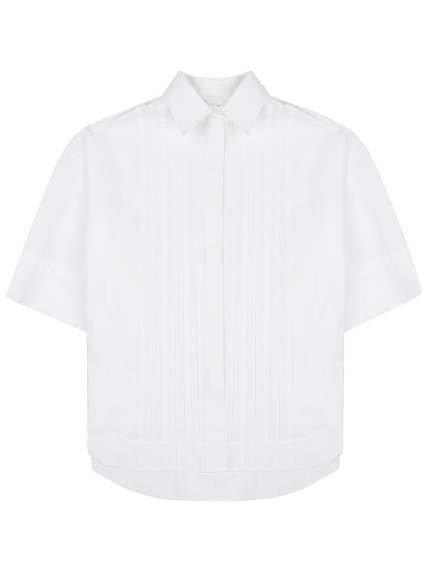 P.A.R.O.S.H. White Vertical Pleats Cotton Shirt