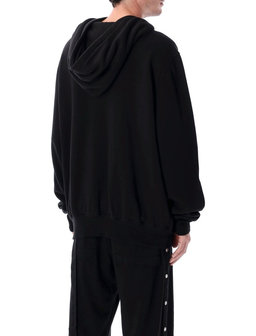 Drkshdw By Rick Owens Relaxed Fit Black Hoodie With Contrasting Drawstrings
