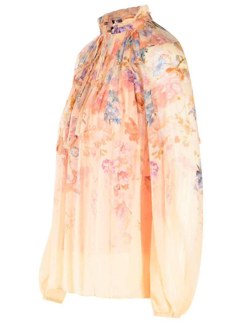 Zimmermann 'Valiant' Blouse In Peach Viscose
