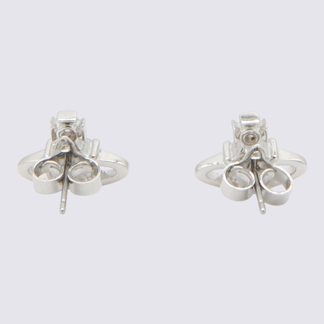 Vivienne Westwood Round-Cut Clear Gemstone Stud Earrings With Open Oval Frame