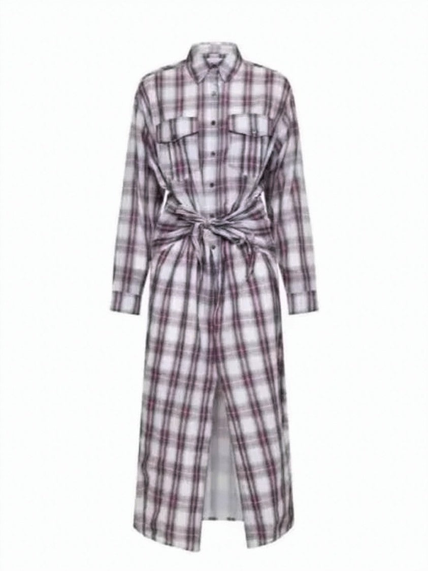 Isabel Marant Button-Down Midi Dress With Plaid Pattern