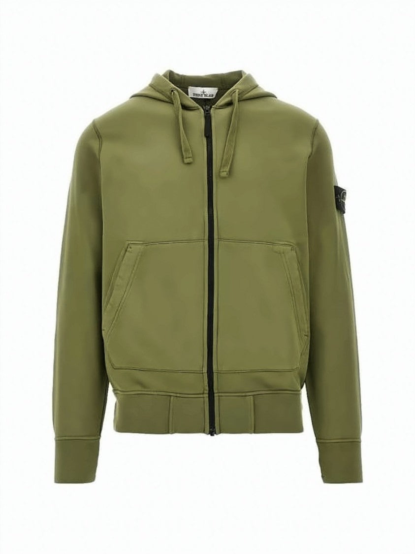 Stone Island Organic Cotton Fleece Zip-Up Hoodie
